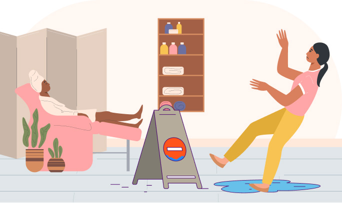 clipart-of-woman-slipping-on-puddle-of-water-in-spa